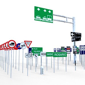 3D Argentina road signs pack model
