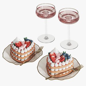 3D Cakes with champagne glasses