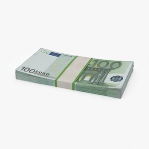 3d 100 euro bill stack model