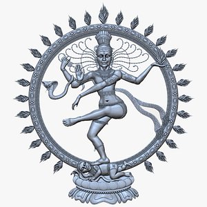 Nataraja Shiva dancing bas-relief for CNC router or 3D printer 3D model