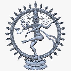 Nataraja Shiva dancing bas-relief for CNC router or 3D printer