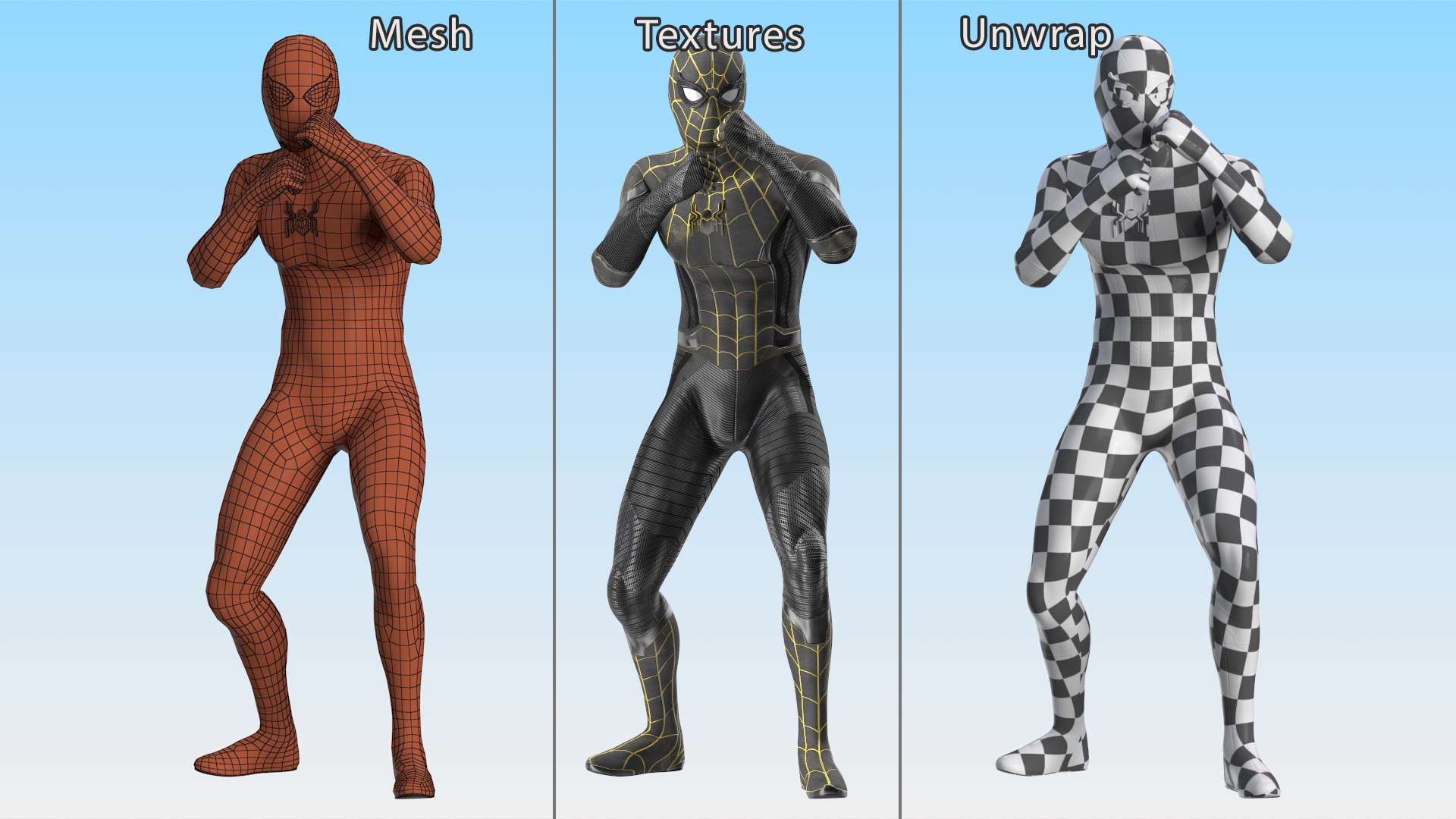 3D Model Spiderman Black Suit Fighting Pose - TurboSquid 2092105