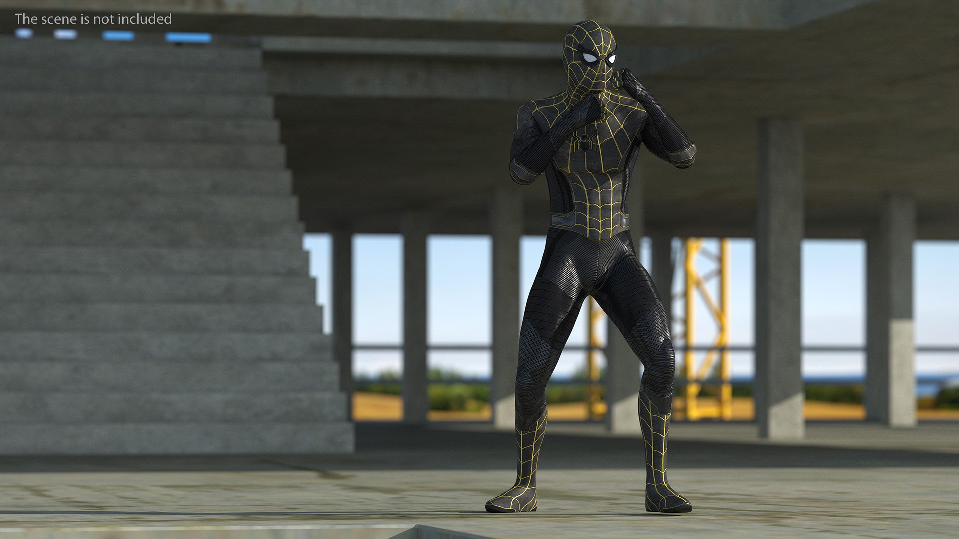 3D Model Spiderman Black Suit Fighting Pose - TurboSquid 2092105