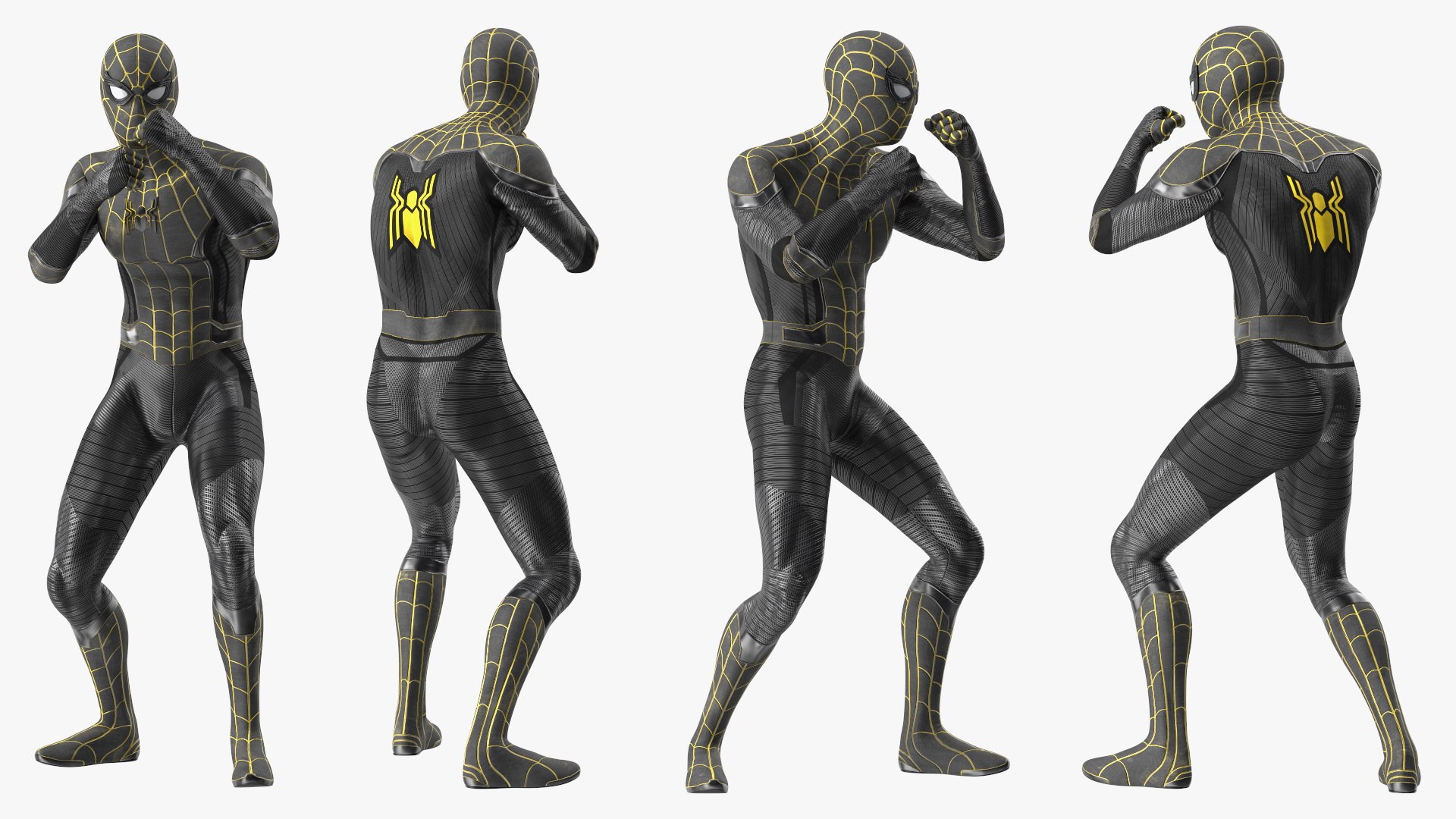 3D Model Spiderman Black Suit Fighting Pose - TurboSquid 2092105