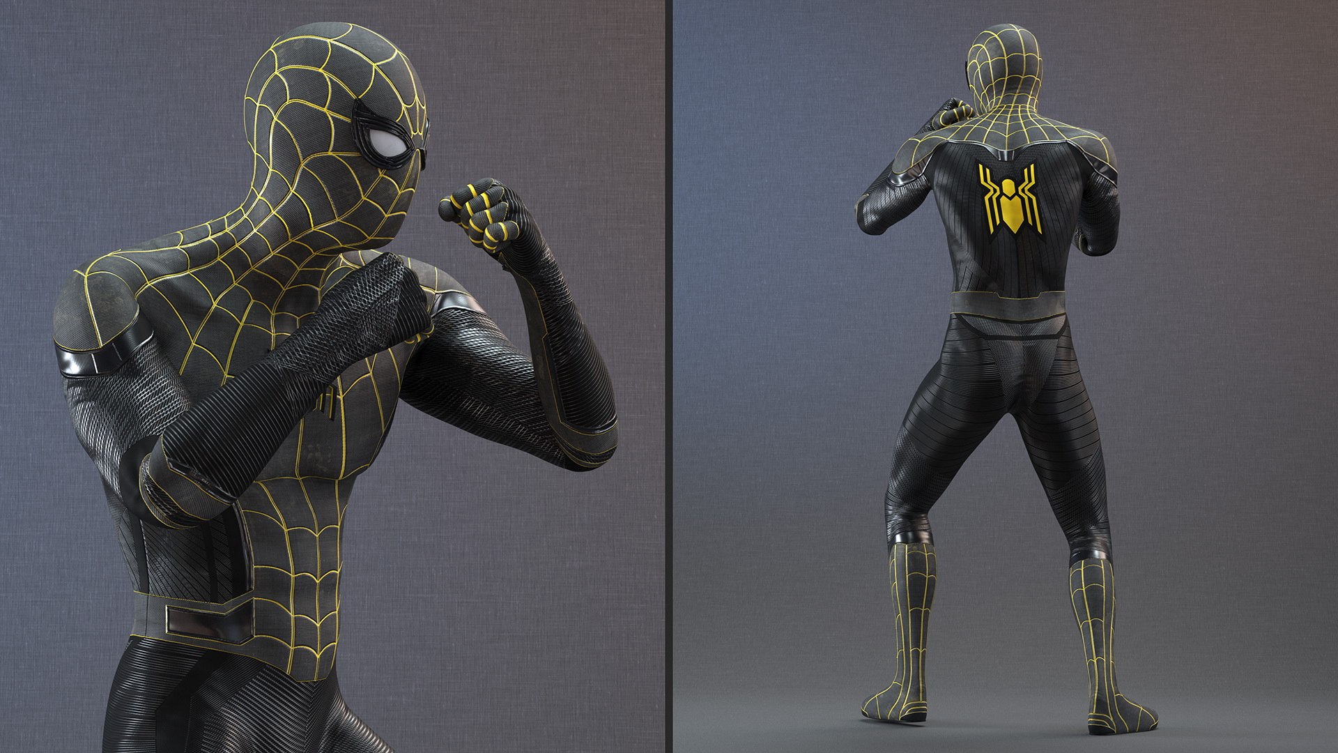 3D Model Spiderman Black Suit Fighting Pose - TurboSquid 2092105
