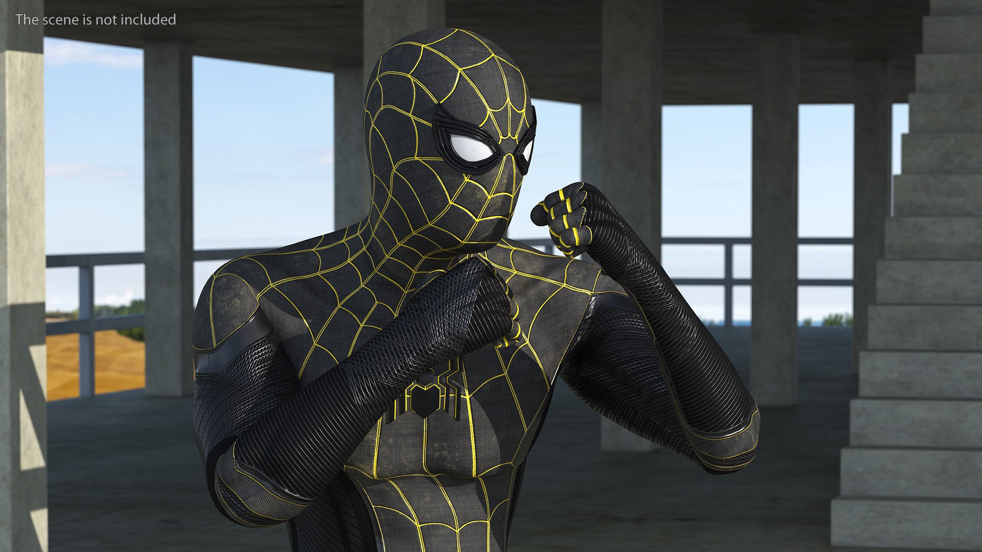 3D Model Spiderman Black Suit Fighting Pose - TurboSquid 2092105