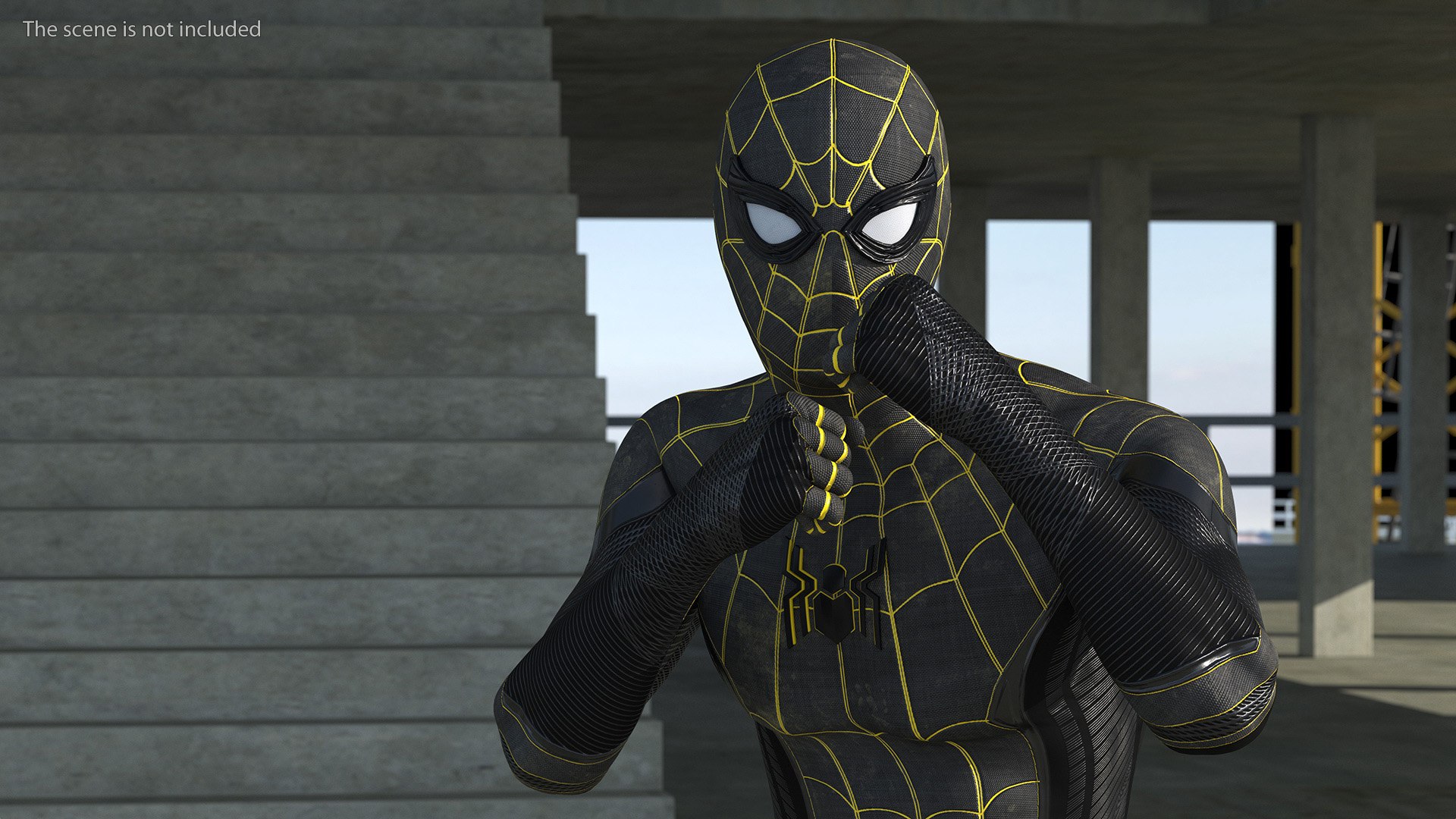 3D Model Spiderman Black Suit Fighting Pose - TurboSquid 2092105