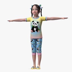 Asian Girl Baby in Pajamas Rigged for Maya