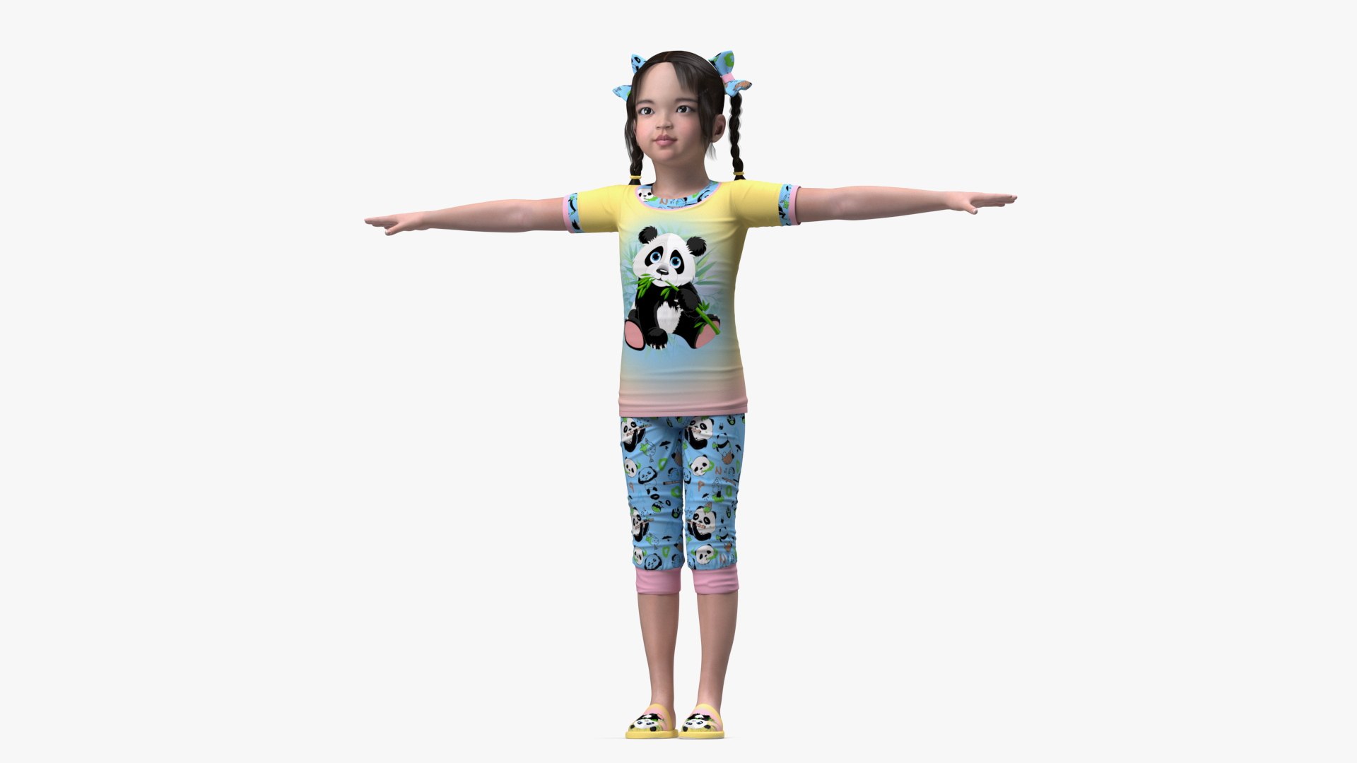 Asian Girl Baby in Pajamas Rigged for Maya 3D model preview
