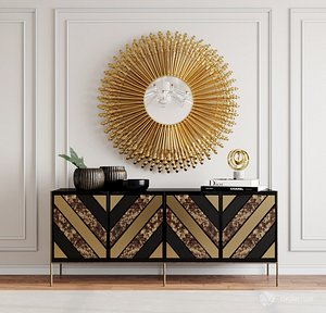 Cabinet with decor set