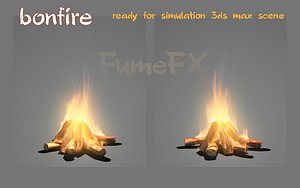 3d model bonfire ready scene fumefx