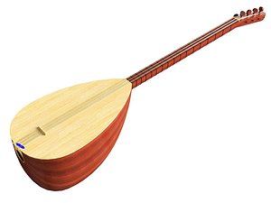 3D Baglama Saz Turkish instrument model