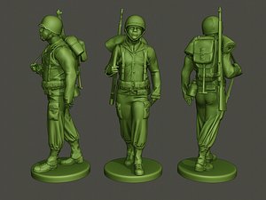 3D american soldier ww2 walking model