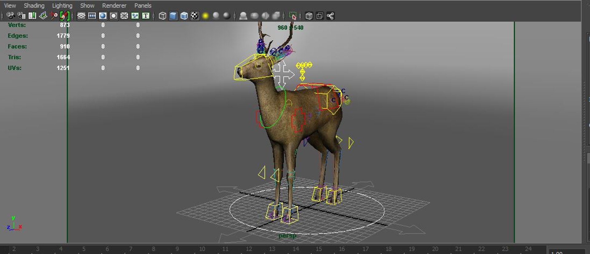 3d Deer Rigged Model