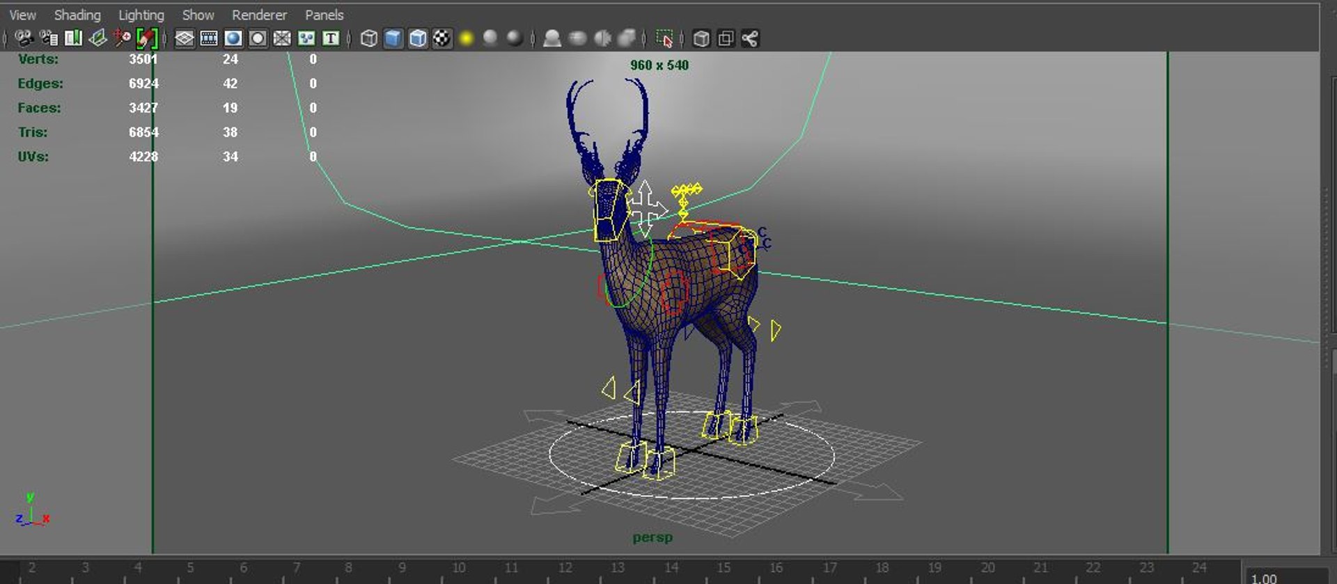 3d Deer Rigged Model
