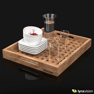 wood tray glasses jug max