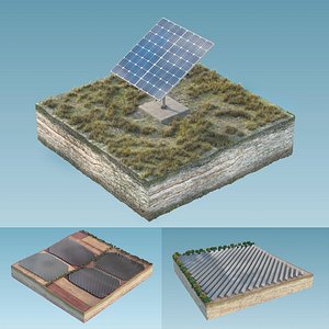 3D solar panels island