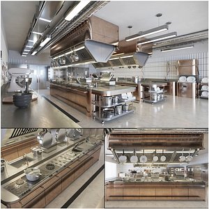 Modern Commercial Kitchen Interior 3D model