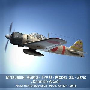 3d mitsubishi a6m2 zero aircraft carrier model