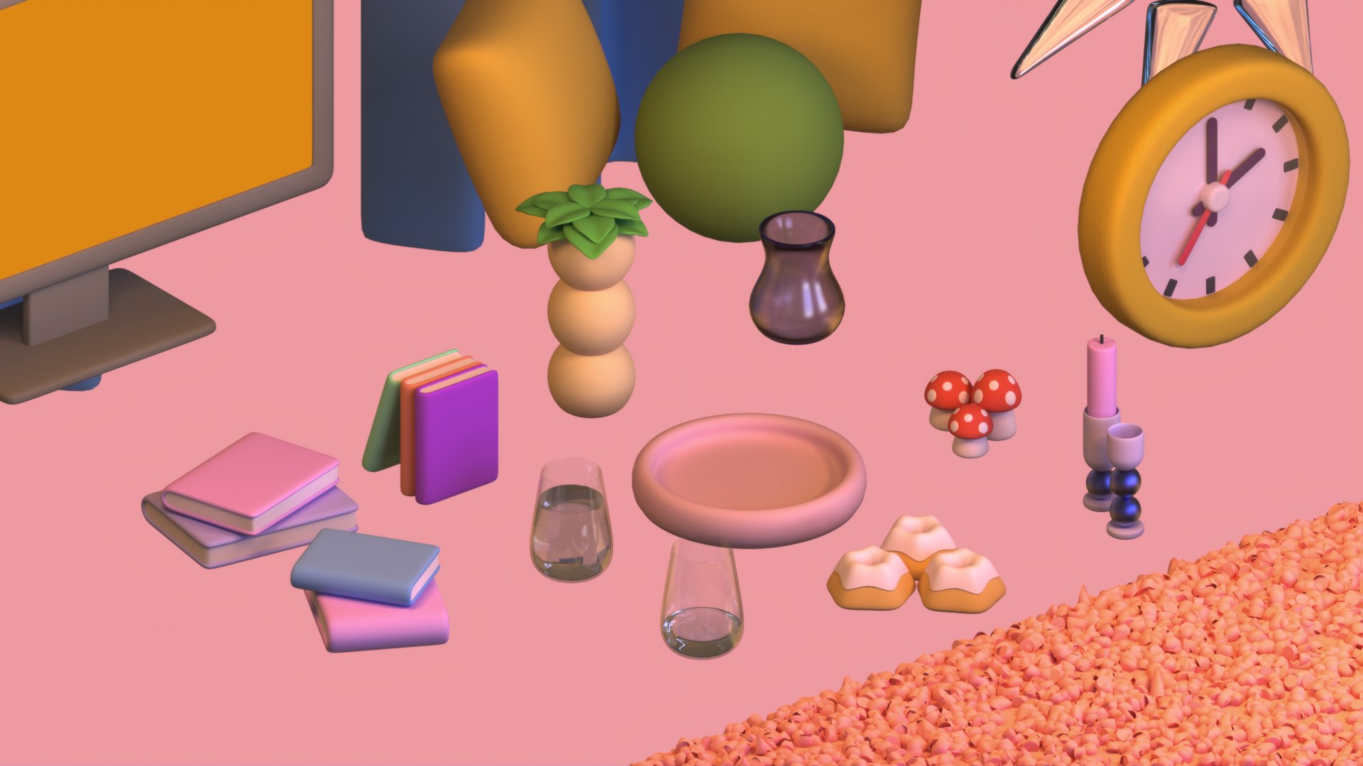 Isometric Stylized Living Room 25items Pack Low-Poly 3d Model 3D Model ...