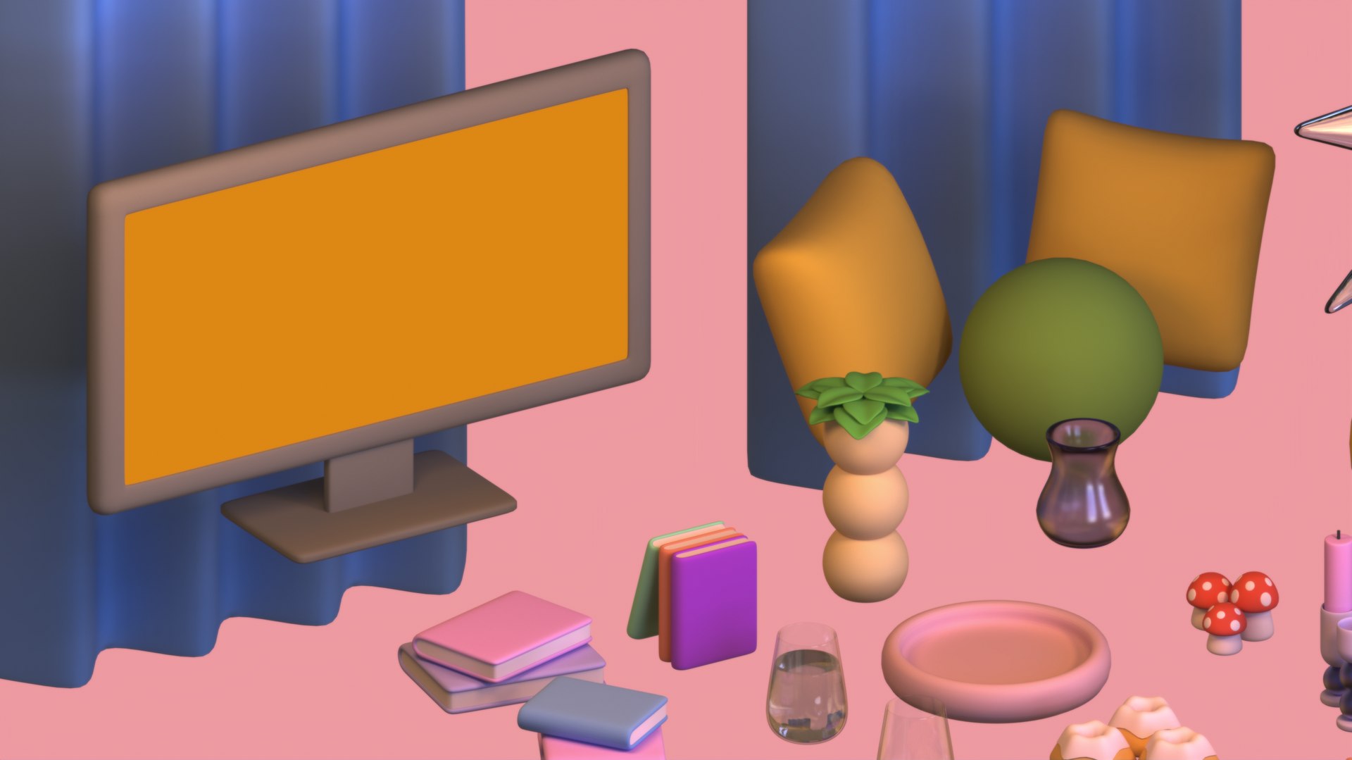 Isometric Stylized Living Room 25items Pack Low-Poly 3d Model 3D Model ...