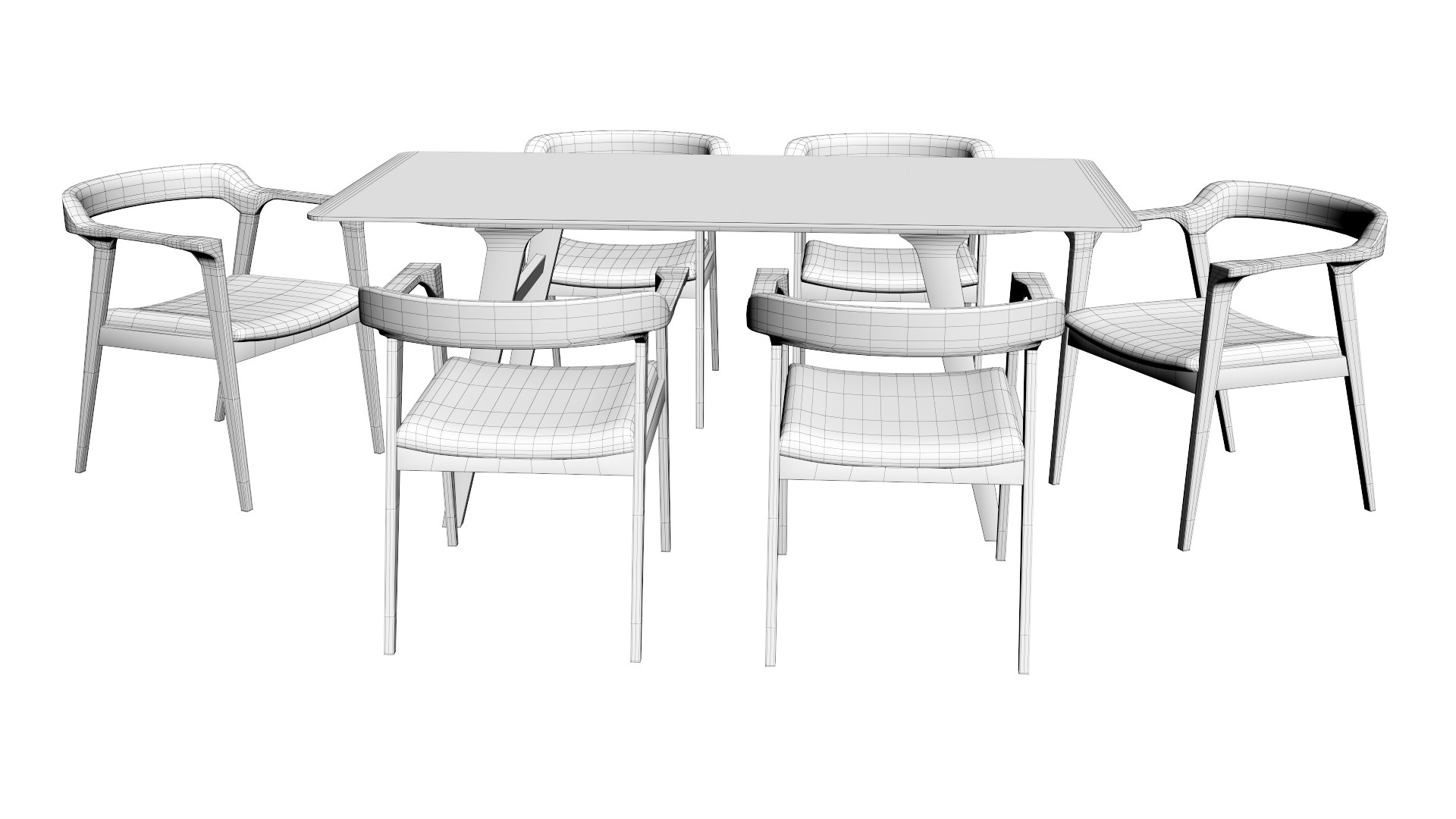 7 Piece Dining Set 3D - TurboSquid 2365189