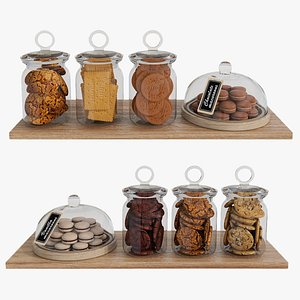 Cookie jars and macaroons 3D model