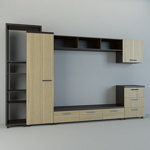 Modern TV Wall Unit with Storage Cabinet Shelves and Drawers