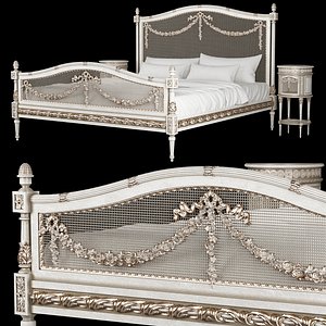 3D versailles bed and nightstand model