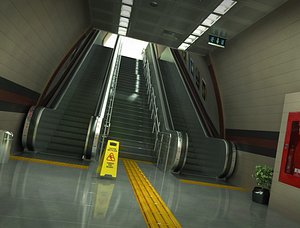 subway station escalator 3D model