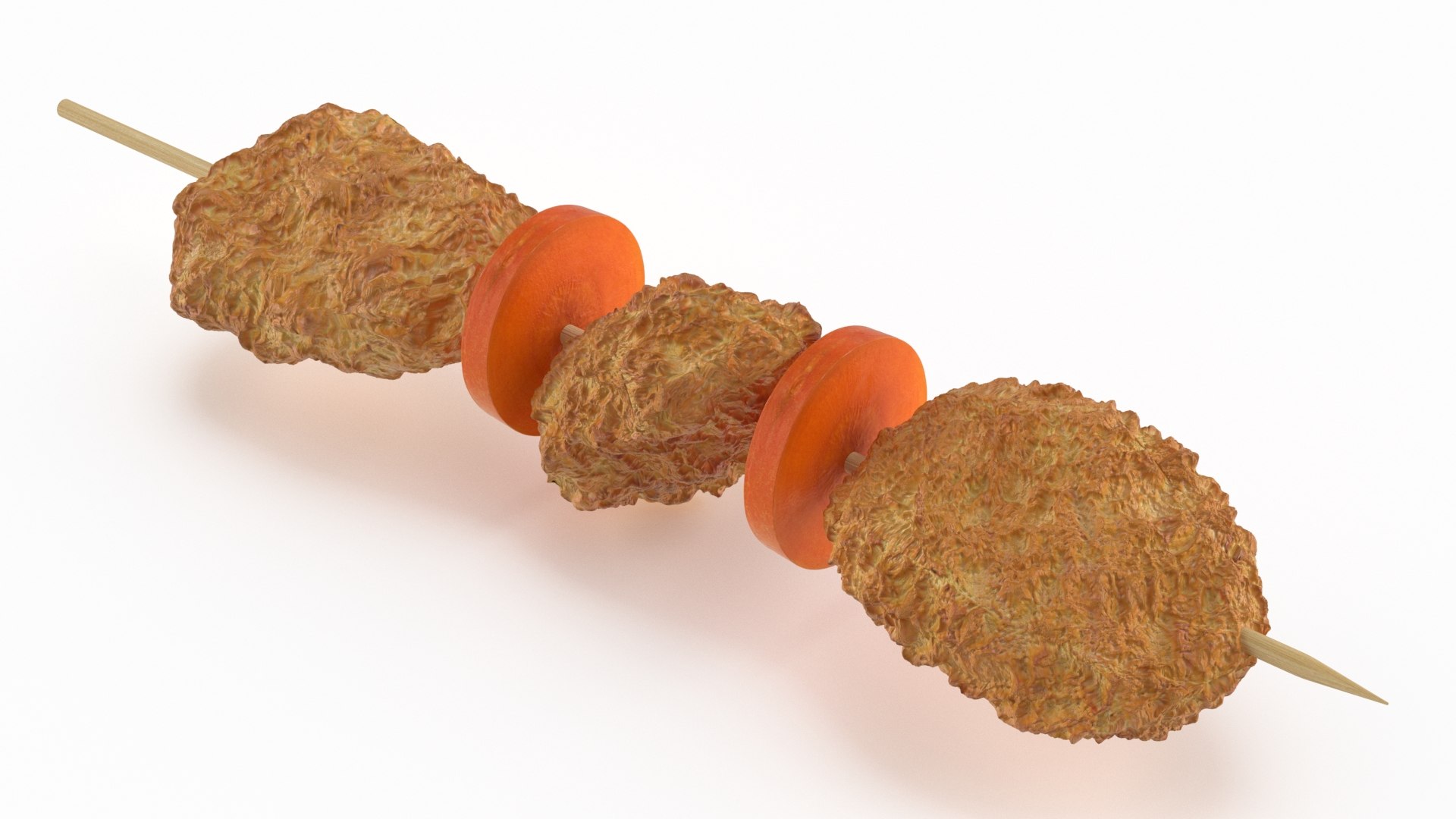 Nuggets on Wooden Skewer 3D model preview