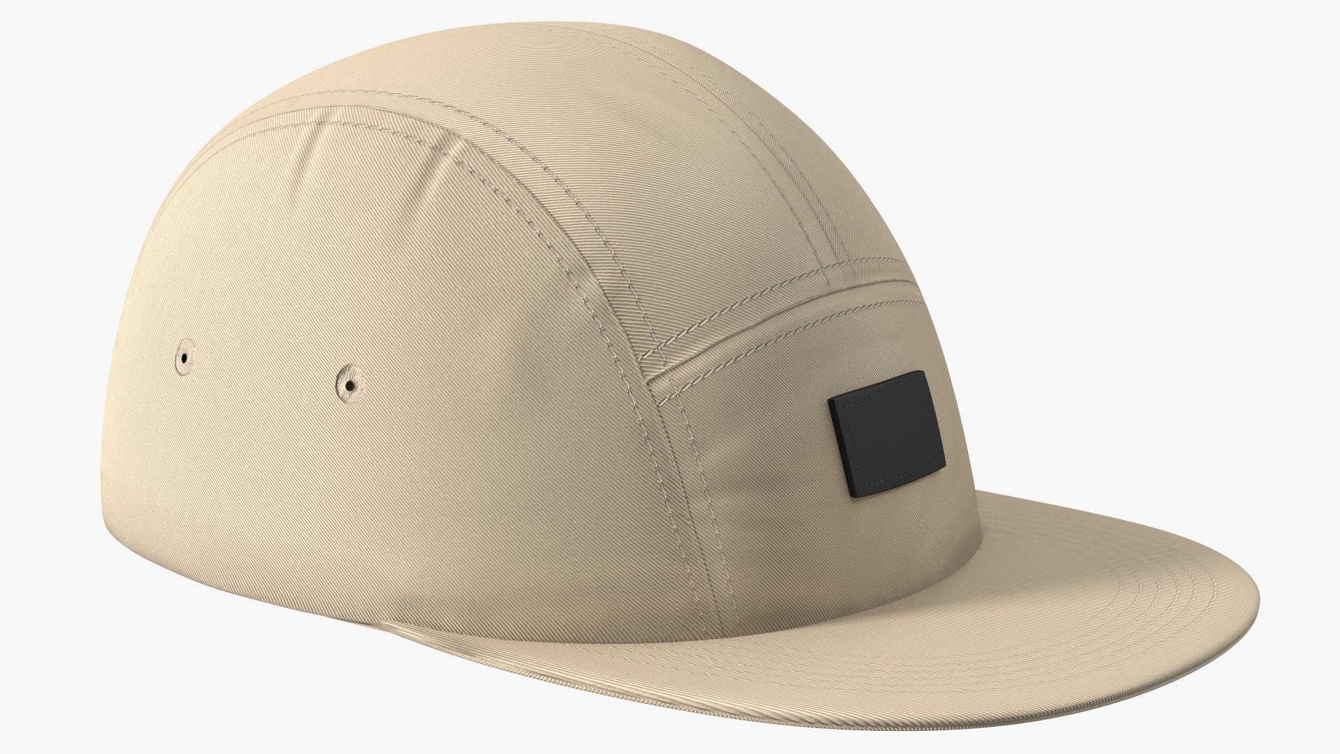 Strapback 5 Panel Cap Khaki 3D model preview