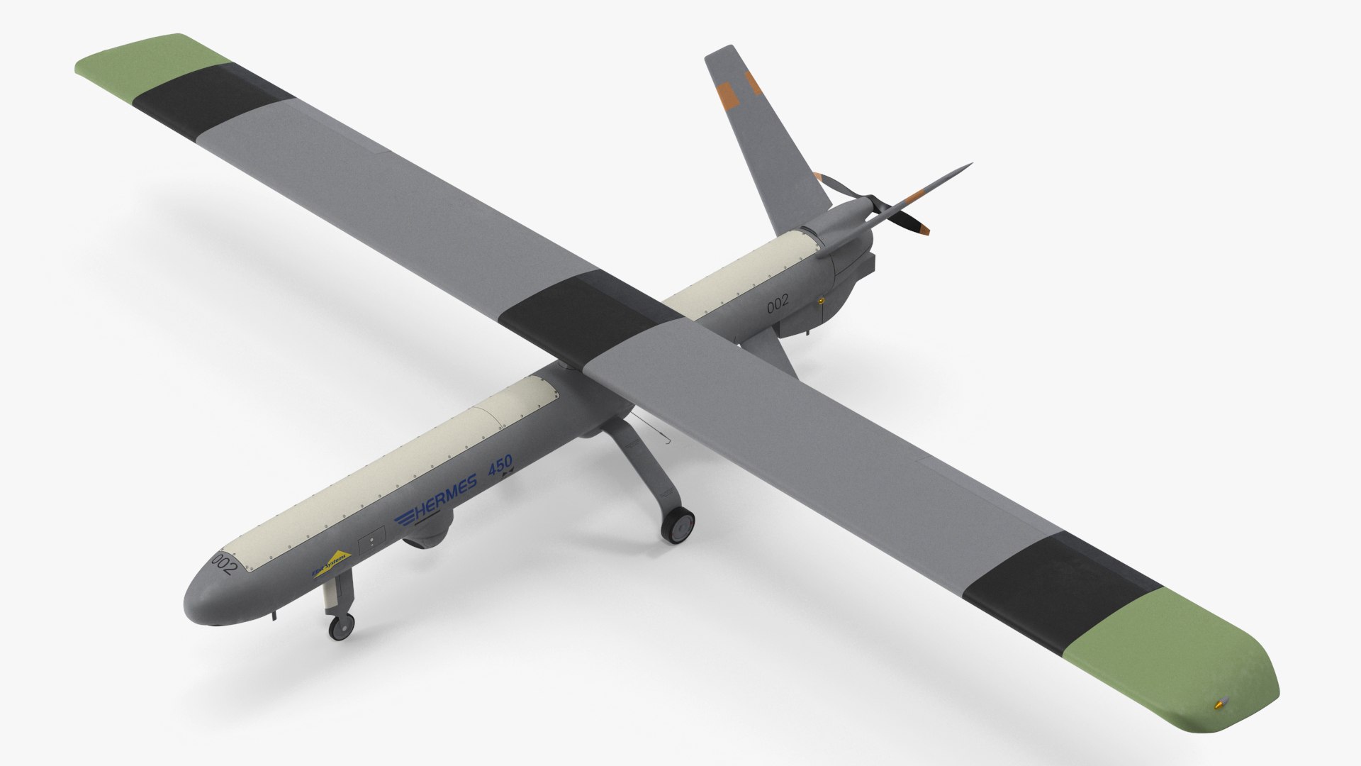 Hermes 450 Multi-role High Performance Tactical Uas Rigged Model 