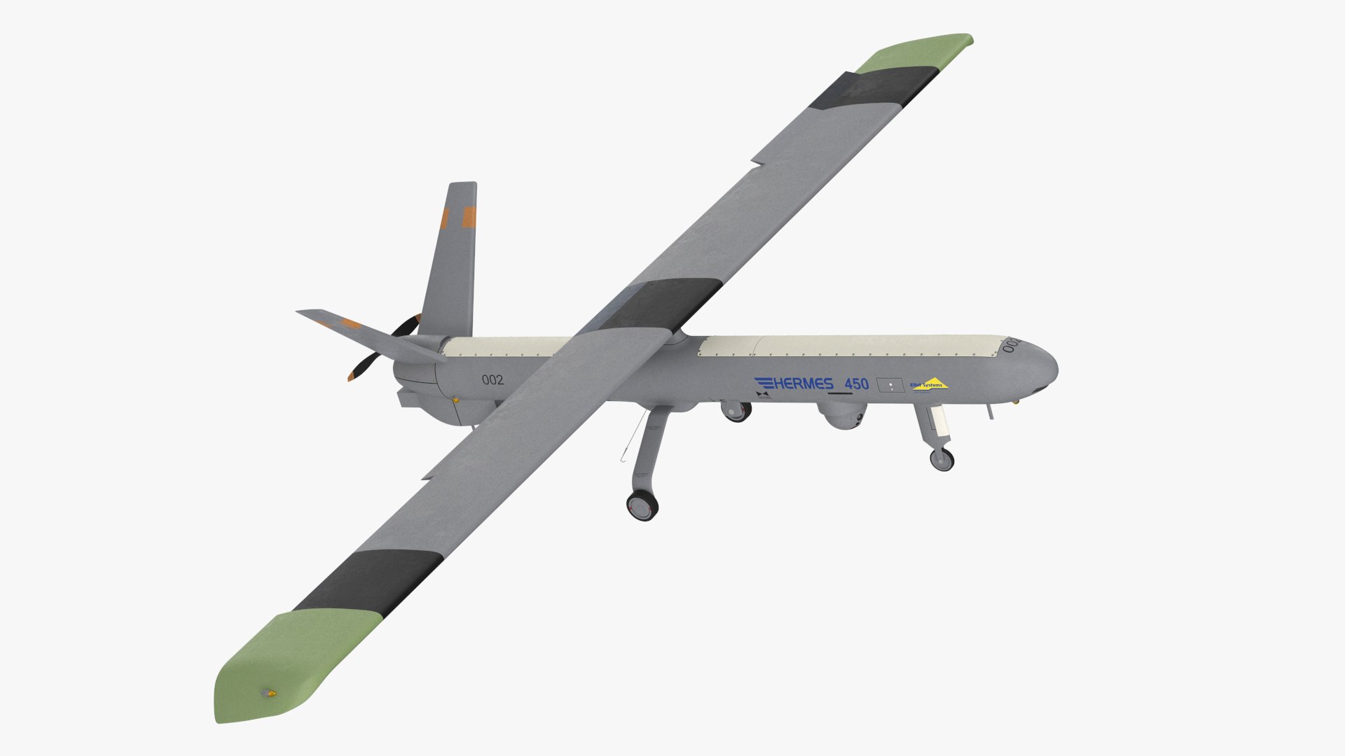 Hermes 450 Multi-Role High Performance Tactical UAS Rigged 3D model preview