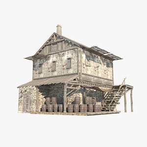 Medieval architectural houses 3D model