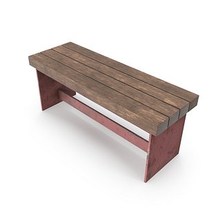 Weathered Outdoor Park Bench 23