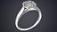 Asscher Cut Diamond On Silver Wedding Ring V01