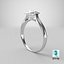 Asscher Cut Diamond On Silver Wedding Ring V01