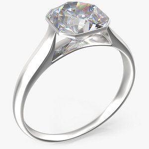 Asscher Cut Diamond On Silver Wedding Ring V01