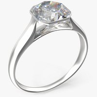 Asscher Cut Diamond On Silver Wedding Ring V01