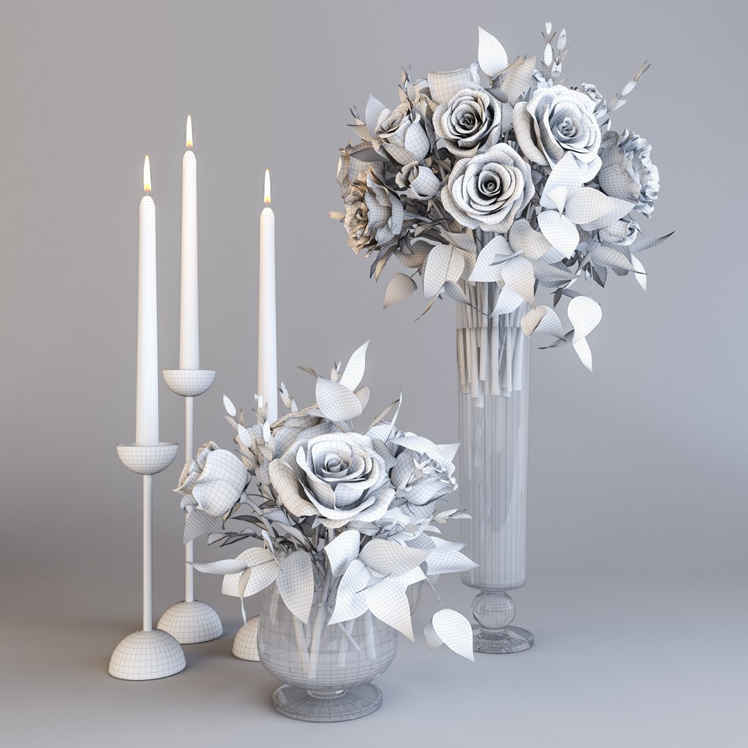 3D Model Roses Candles - TurboSquid 1268441