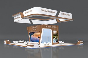 3D Booth Exhibition Stand Stall 16x16m Height 500 cm 4 Side Open model
