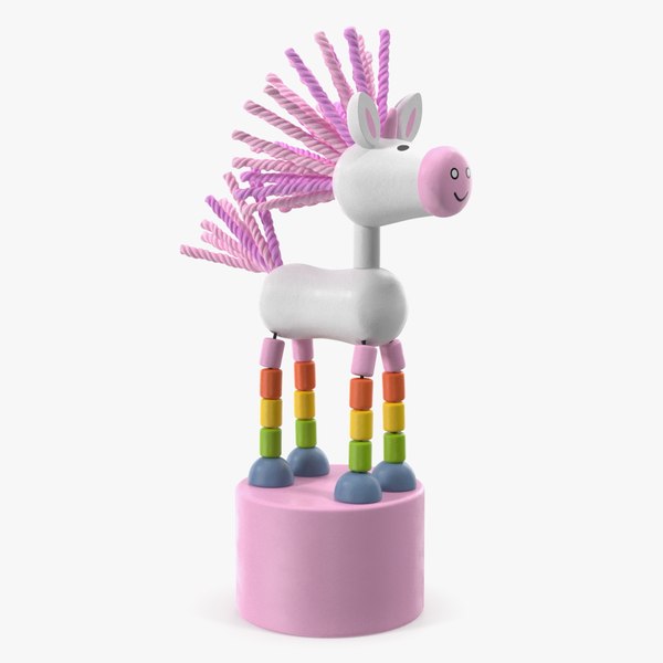 3D model Pink Unicorn Push Puppet Toy Rigged