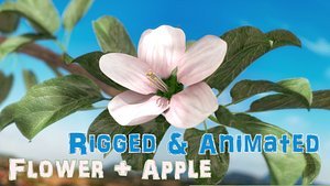 3d apple branch - rigged model