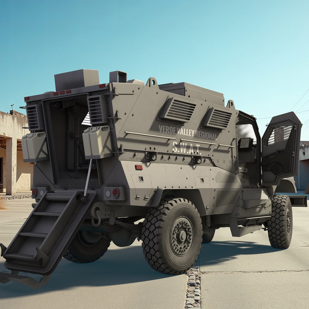 Police SWAT Armored Vehicle Grey Rigged 3D model preview