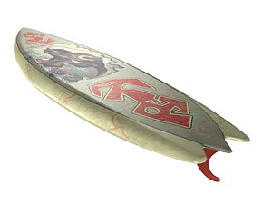 3d model surfboard creature art