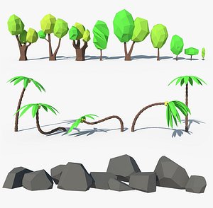 forest nature palms stones model