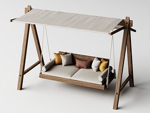 Modern Luxury Garden Swing with Pergola Roof Structure 3D model