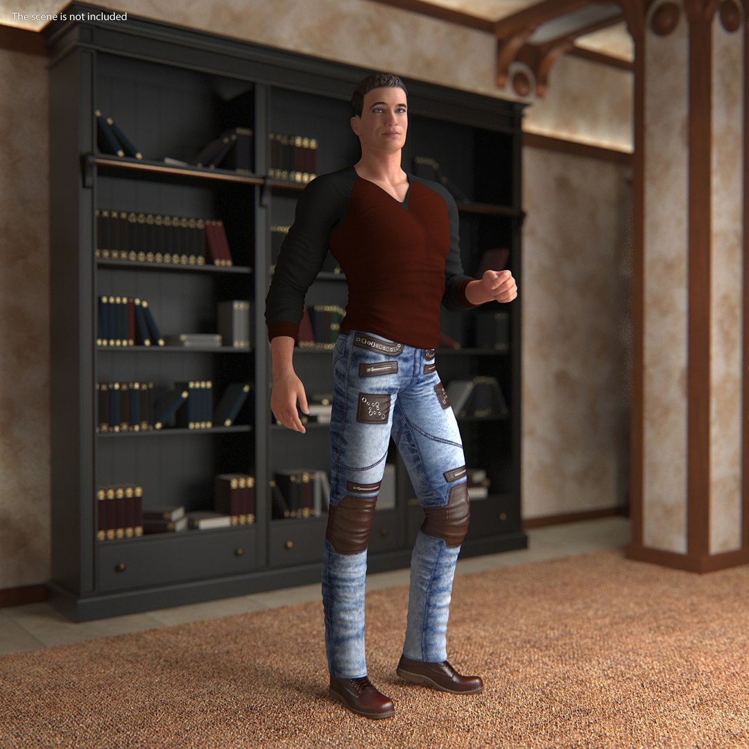 Man in City Style Clothes Standing Pose 3D model preview