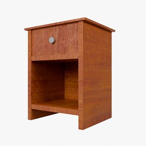 3D Bedside Table Dark Wood model